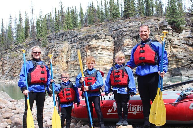 Athabasca Canyon Run Family Rafting: Class II Plus Rapids - Getting dressed for a cold river