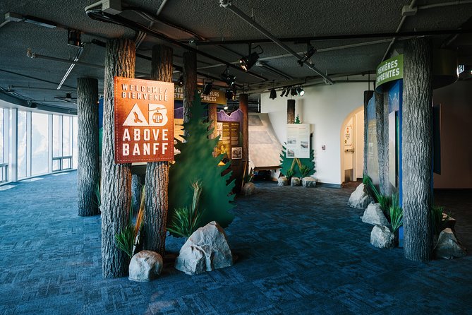 Banff Gondola Ride Admission - The summit building and Above Banff displays