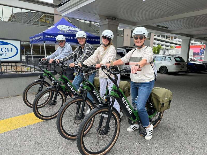 Kelowna: E-Bike Ride and Axe Throwing Adventure - Starting near the Sails statue