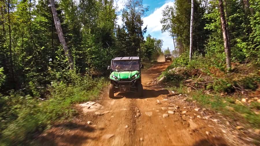 Mont Tremblant: Side-by-Side ATV Guided Off-Road Tour - Arriving at the old train station in Labelle