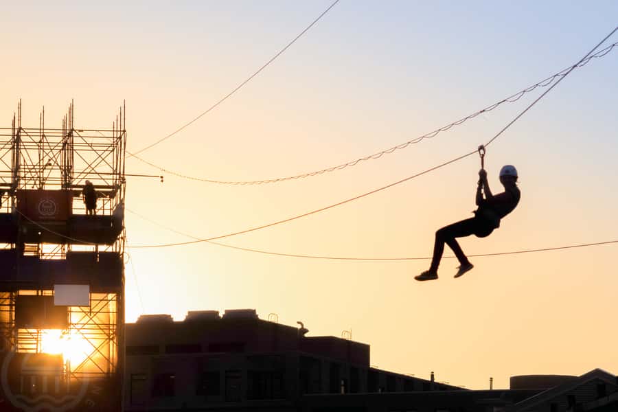 Montreal Old Port: Urban Zipline Ticket - Getting Ready at the 100-Foot Tower