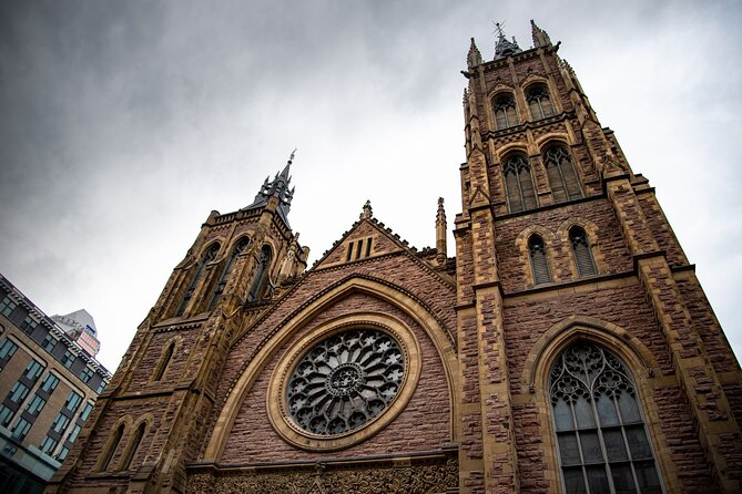 Montreal Prohibition Mystery: Self-Guided Walking Adventure - Church of Saint John the Evangelist adds architectural contrast