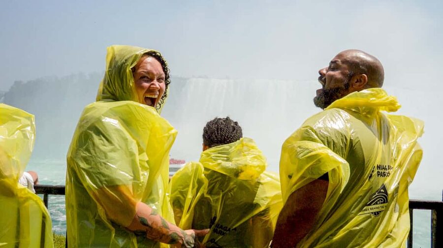 Niagara Falls Canada: Highlights Tour With Boat Cruise - Going behind the water at Journey Behind the Falls