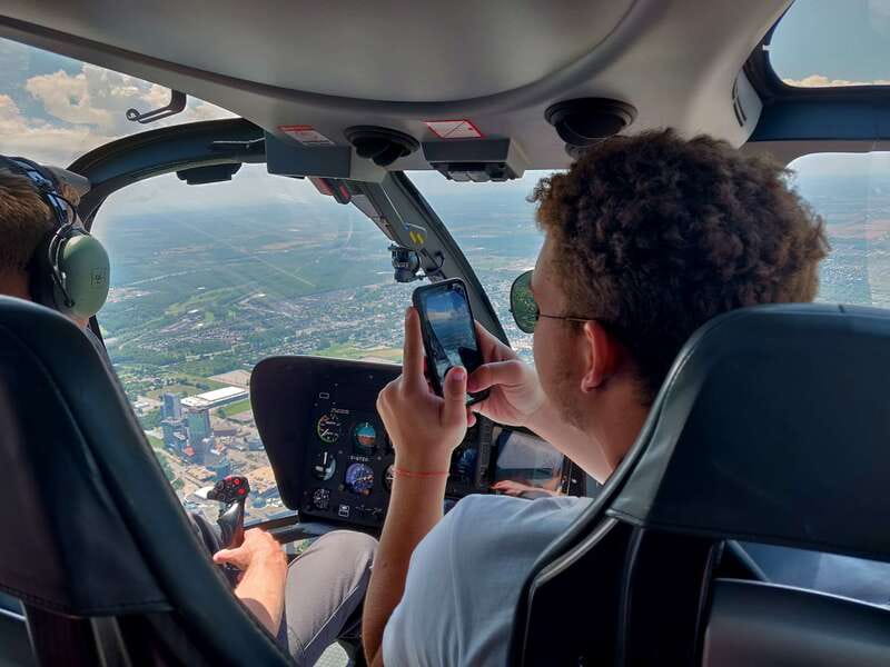 Niagara Falls, Canada: Scenic Helicopter Flight - Following the river toward the Whirlpool and Rainbow Bridge