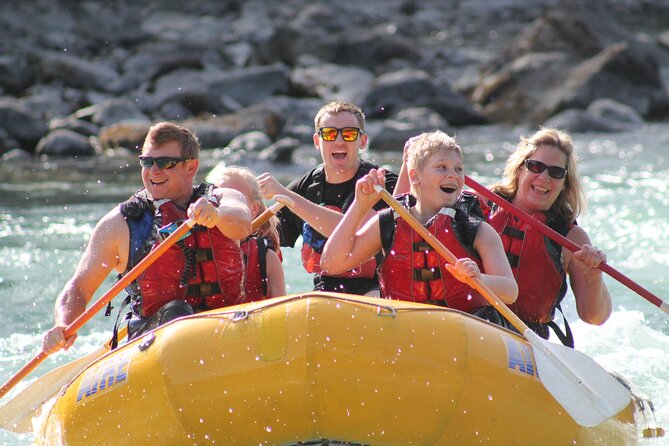 Rafting on Athabasca River Mile 5 in Jasper - Four or five class II rapids with room to smile