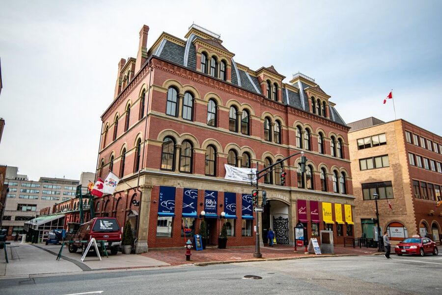 Saint John Night Driving Tour With Skywalk & Martello Tower - The Skywalk and City Market after sunset