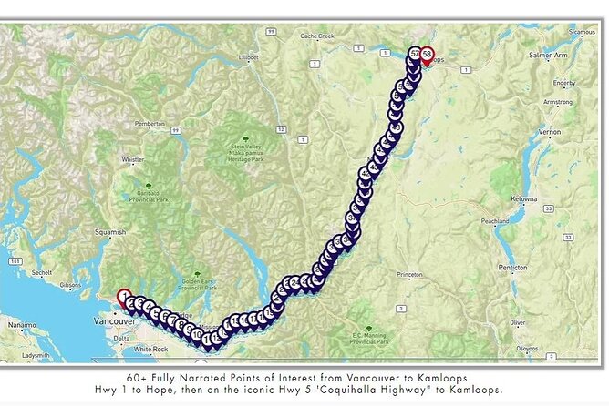 Smartphone Audio Driving Tour between Kamloops and Vancouver - Hope and the serious story of the Hope Slide