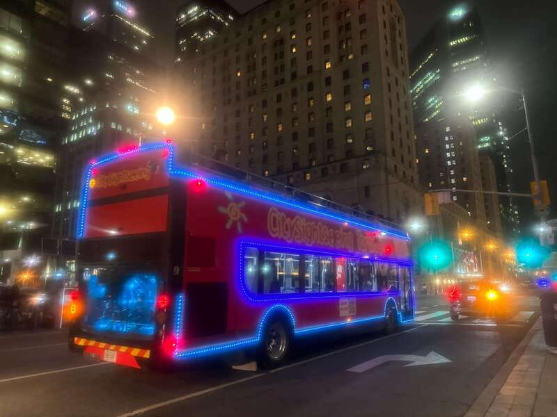 Toronto: Night Sightseeing Tour on a Double-Decker Bus - Nathan Phillips Square and the Flatiron Building